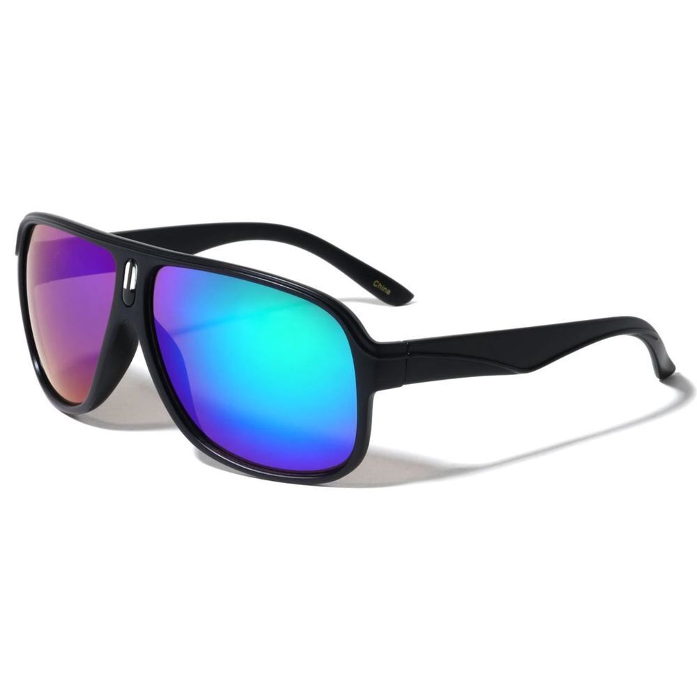 Sunglasses Blue Mirrored Lens Mens Fashion Pilot Style Sun Glasses Sports Trendy
